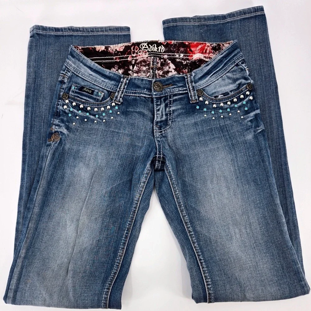 Adikto Vintage Low Rise Embroidered Western Bootcut‎ Jeans Y2K Size 0